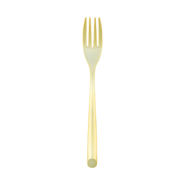 single gold plastic salad fork