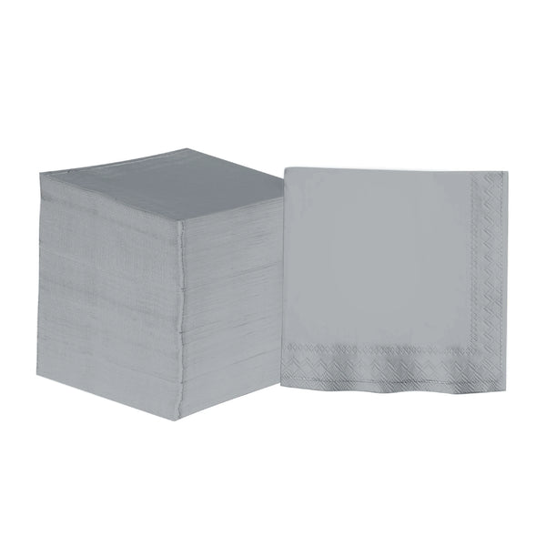 Grey and Silver Stripe Disposable Paper Cocktail Napkins - (20 Pack)