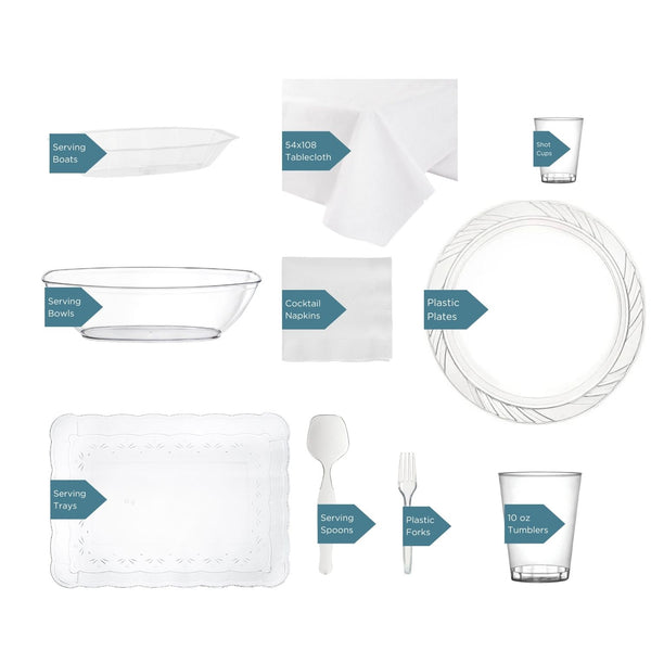 Kiddish In A Box - Basic Disposable Tableware Package (100 Guest)