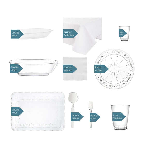 Kiddish In A Box -Deluxe Disposable Tableware Package (100 Guest)