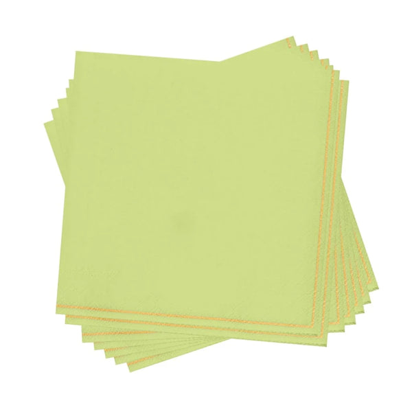 Lime Green and Gold Stripe Disposable Paper Cocktail Napkins - (20 Pack)