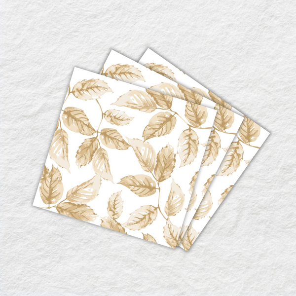 Disposable Paper Cocktail Napkins 16 Pack - Gilded Leaves