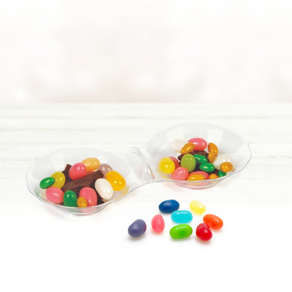 Two-Section Clear Plastic Mini Candy Dish - 8 Count