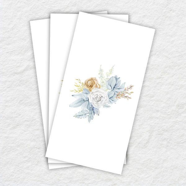 Floral design on a white paper napkin 