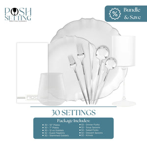 Passover seder table setting with patterned tablecloth, plates, disposable glasses, and cutlery.