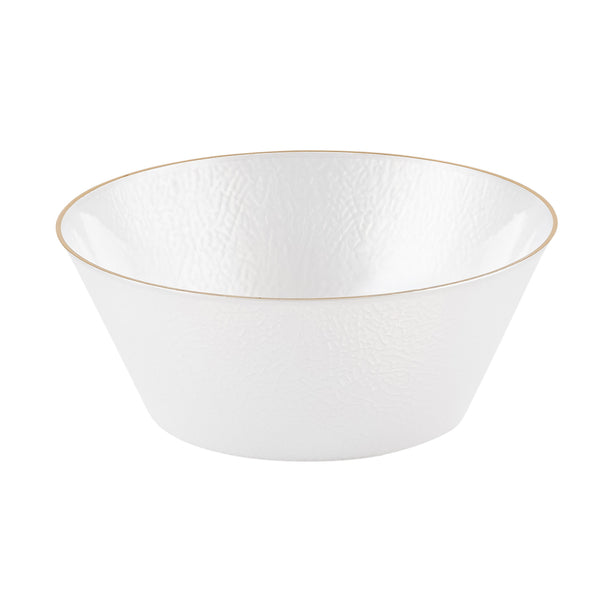 14 oz. Pearl and Gold Rim Round Soup Bowls (10 Count) - Edge Pebbled