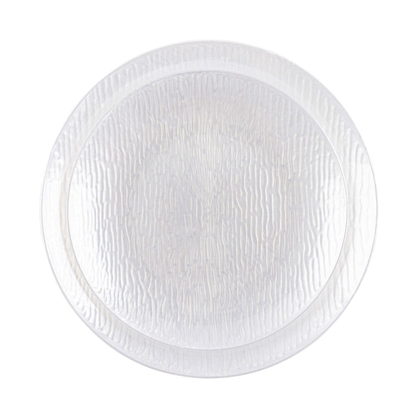 32 Pack Transparent Pearl Round Plastic Dinnerware Set (16 Guests) - Icicles