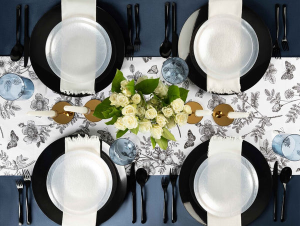 32 Pack Transparent Pearl Round Plastic Dinnerware Set (16 Guests) - Icicles