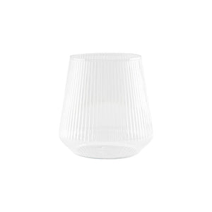 Single clear 12 oz plastic stemless ribbed goblet disposable cup