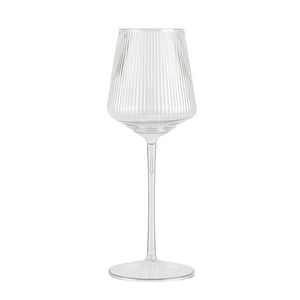 Single 12 oz ribbed hip stemmed plastic wine goblet clear design
