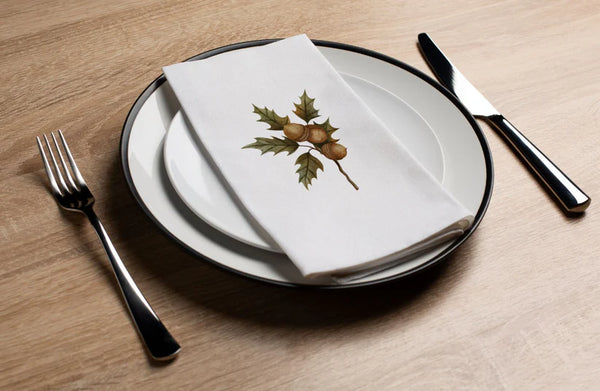 Acorn Cluster guest towel botanical printed disposable napkin airlaid linen feel