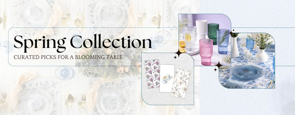 Spring Collection advertisement with decorative items and text on a light background