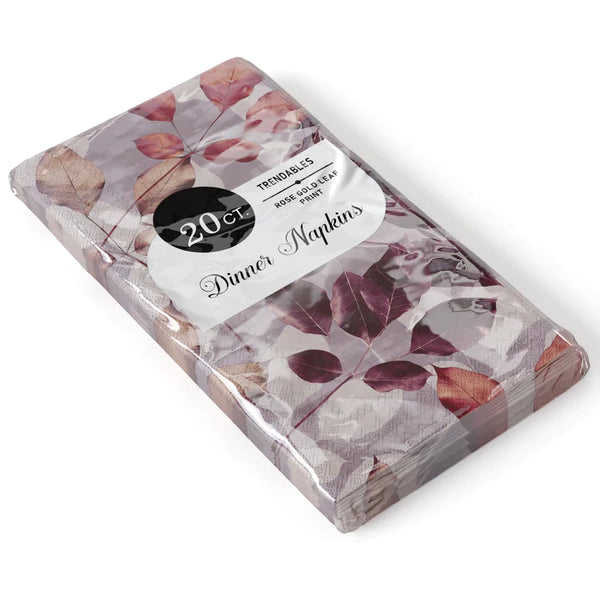 Disposable Paper Buffet Napkins 20 Pack - Rose Gold Leaf
