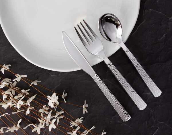 Pebble Collection Silver Flatware Set 32 Pieces - Setting for 8