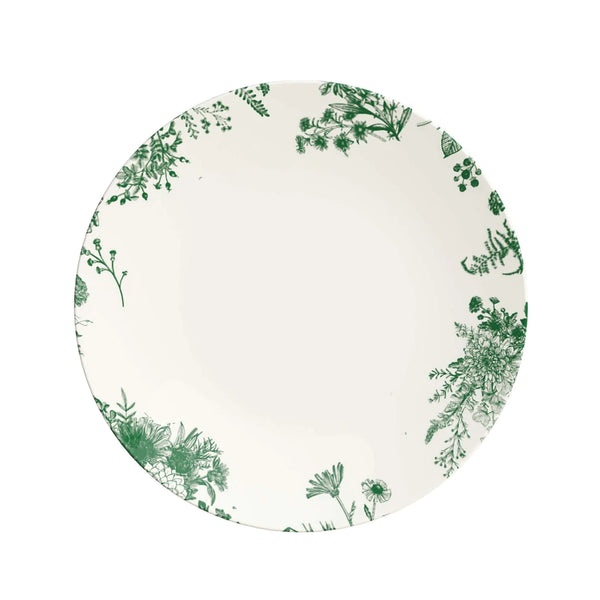 Green and Ivory Round Plastic Plates - Verdure