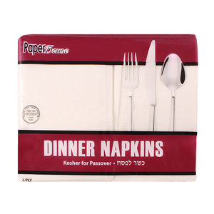 a pack of 100 white folded paper 2 ply dinner napkins