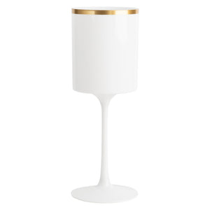 single white and gold plastic wine glass