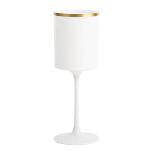 single white and gold plastic wine glass