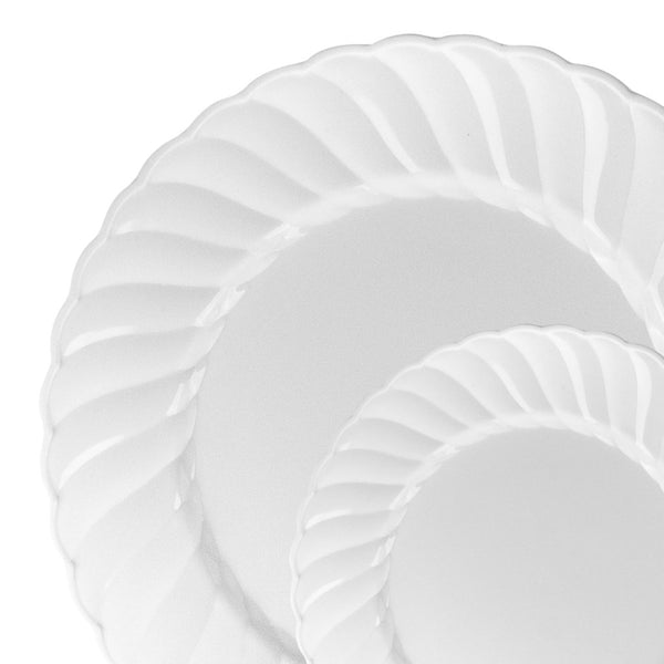 32 Piece Combo White Round Plastic Dinnerware Set (16 Servings) - Elegant Ware