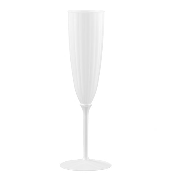 6 Oz 1-Piece White Plastic Disposable Champagne Flutes - 8 Pack