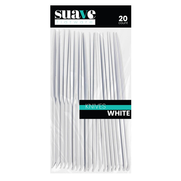 pack of 20 white plastic knives