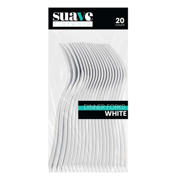 pack of 20 white plastic dinner forks