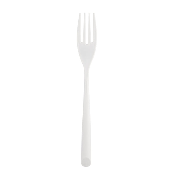 single white plastic dinner fork