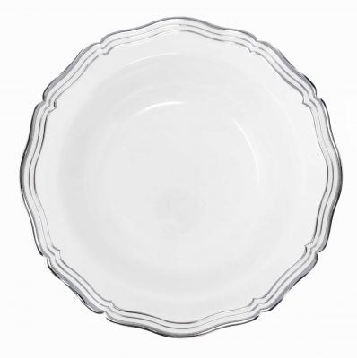White and Silver Round Plastic Plates 10 Pack - Aristocrat
