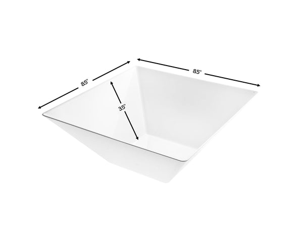 White Plastic Square Salad Bowl - 3 Pack
