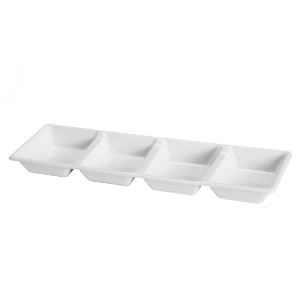 White Four Section Plastic Tray - 2 Count