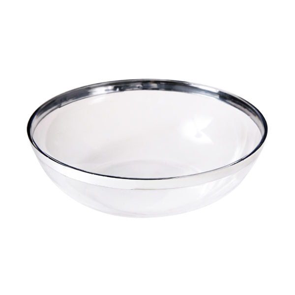 Clear Salad Bowl With Silver Rim - 2 Count