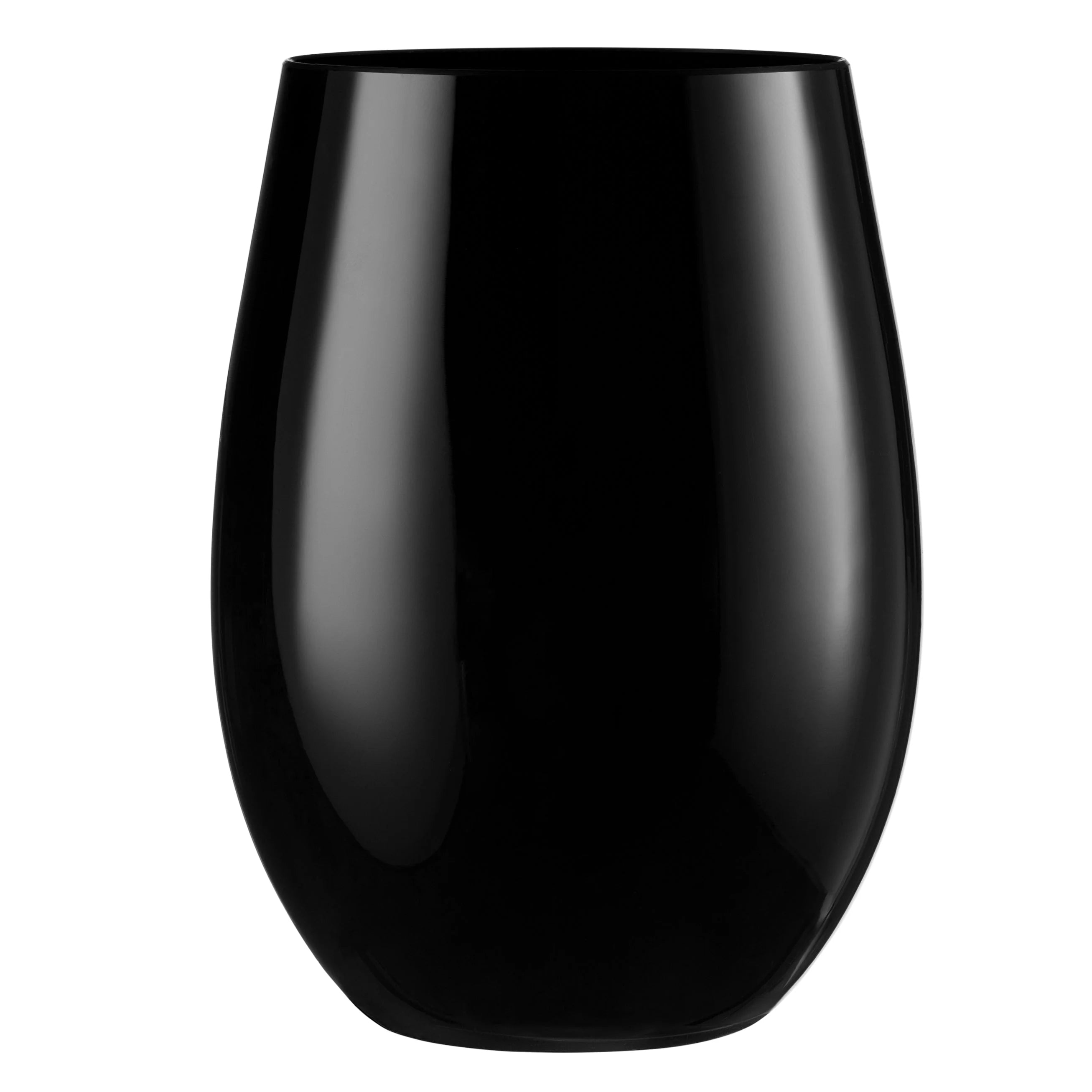 16 oz. Elegant Stemless Plastic Wine Goblet - Black (6 Count)