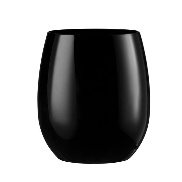 Black Stemless Plastic Wine Glasses - 6 Pack