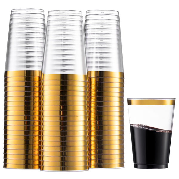 10 Oz Clear Plastic Tumblers With Gold Rim