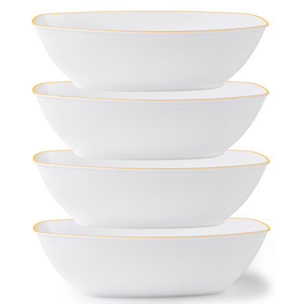 72 oz. White And Gold Rim Oval Salad Bowl - 4 Count