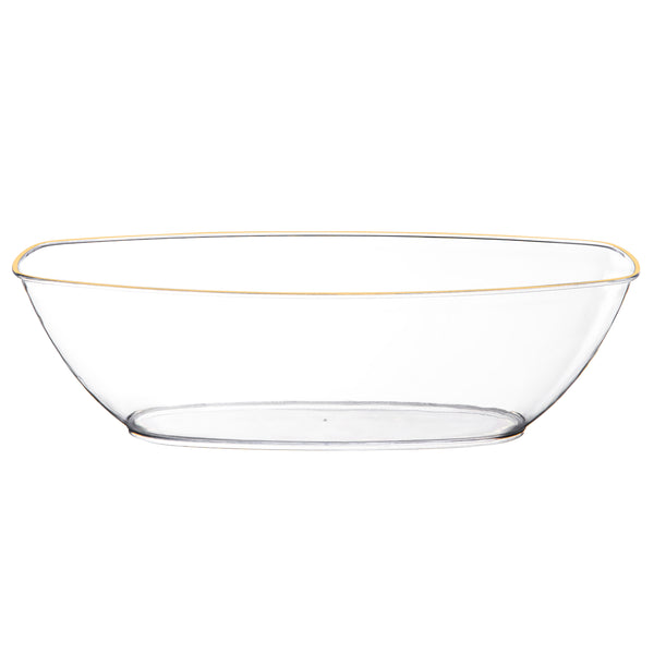Clear And Gold Rim Oval Salad Bowl