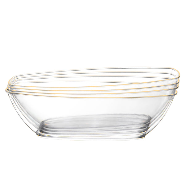 72 oz. Clear And Gold Rim Oval Salad Bowl - 4 Count