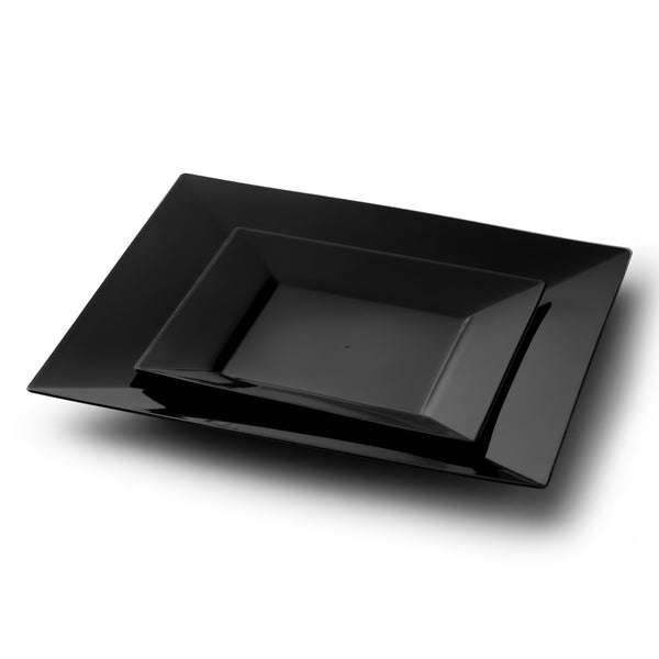 Black Square Plastic Plates 20 Pack - Carre