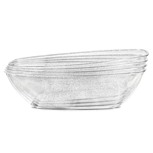 72 oz. Silver Glitter Oval Salad Bowl - 4 Count
