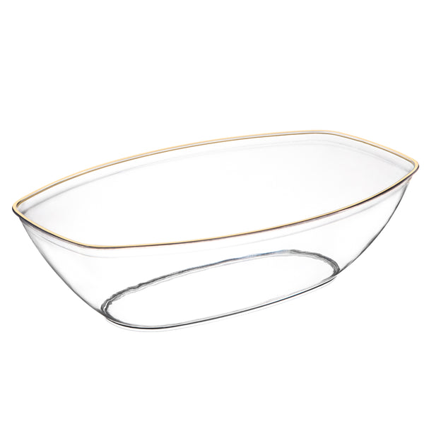 72 oz. Clear And Gold Rim Oval Salad Bowl
