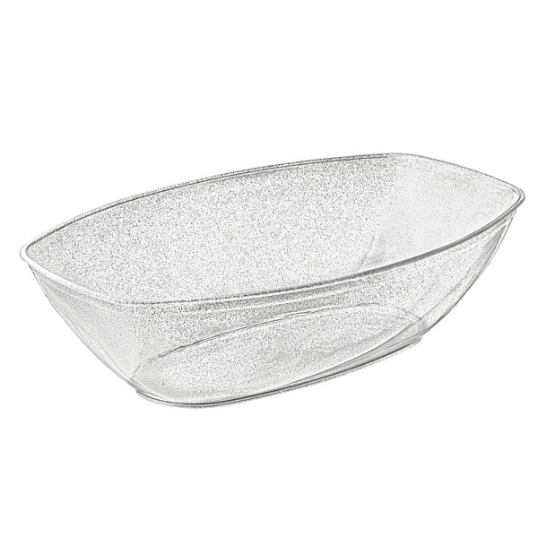 72 oz. Silver Glitter Oval Salad Bowl - 4 Count