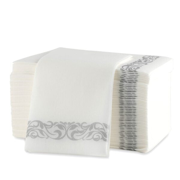 Linen Like Dinner Napkins With Designed Border 50 Per Pack