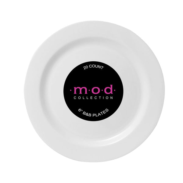 White Round Plastic Plates 20 Pack - Mod
