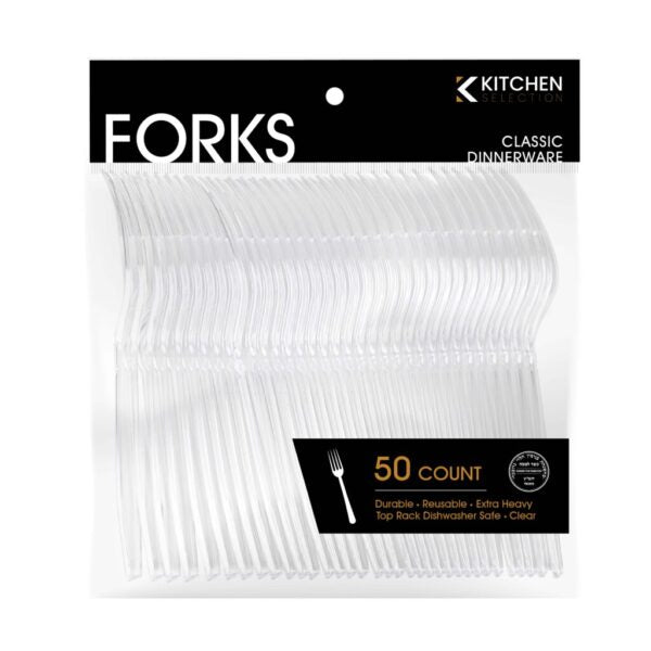 Clear Plastic Deluxe Flatware - 50 Pack