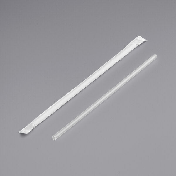 7 3/4" Jumbo Clear Wrapped Straw - 500/Case
