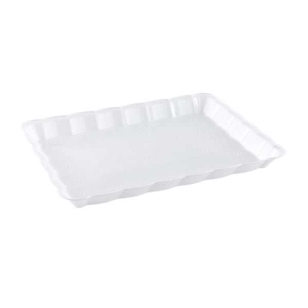 Scalloped White Rectangular Serving Tray - 4 Count
