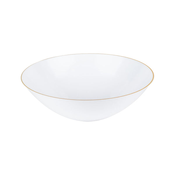 White and Gold Round Plastic Plate 10 Pack - Brush