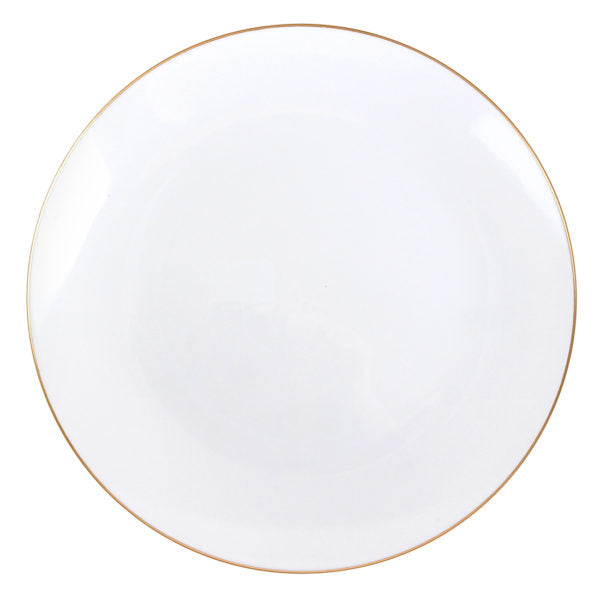 10 Pack White / Gold Wavy Rim Modern Square Plastic Dessert Plates