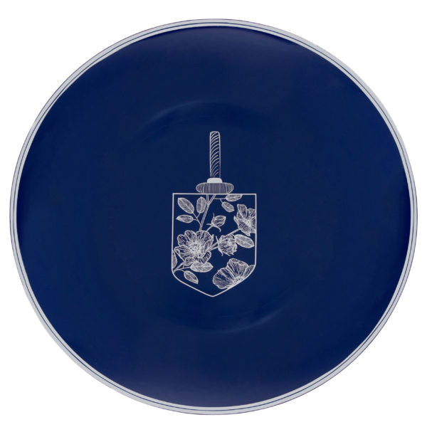 Silver and Blue Round Plastic Plate 10 Pack - Chanukah