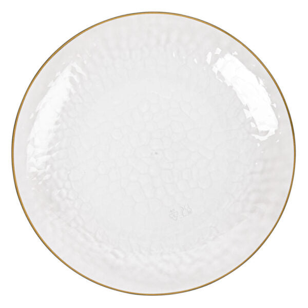 32 Piece Combo Clear/Gold Hammered Round Plastic Dinnerware Set (16 Servings) - Organic Hammered